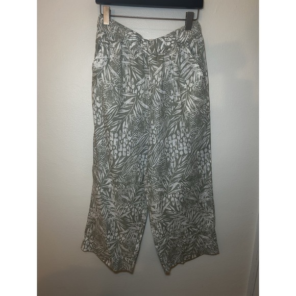 Christian Siriano Pants - Christian Siriano Linen Pants Womens M Wide Leg Tropical Palm Leaves 100% Linen